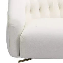 Kirklands Home Office Furniture|Velvet Tufted Golden Leg Swivel Office Chair Ivory
