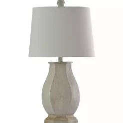 Kirklands Home Table Lamps|Ivory Wirebrushed Oval Table Lamp White