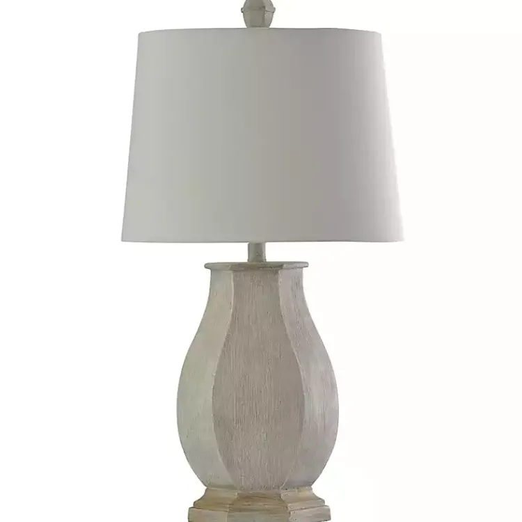 Kirklands Home Table Lamps|Ivory Wirebrushed Oval Table Lamp White