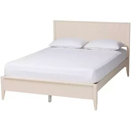 Kirklands Home Beds & Headboards|Wood Fluted Headboard Primrose Queen Bed Ivory