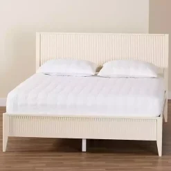 Kirklands Home Beds & Headboards|Wood Fluted Headboard Primrose Queen Bed Ivory