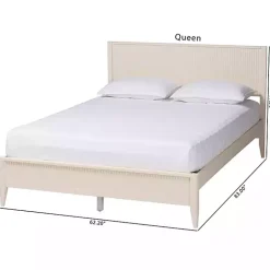 Kirklands Home Beds & Headboards|Wood Fluted Headboard Primrose Queen Bed Ivory