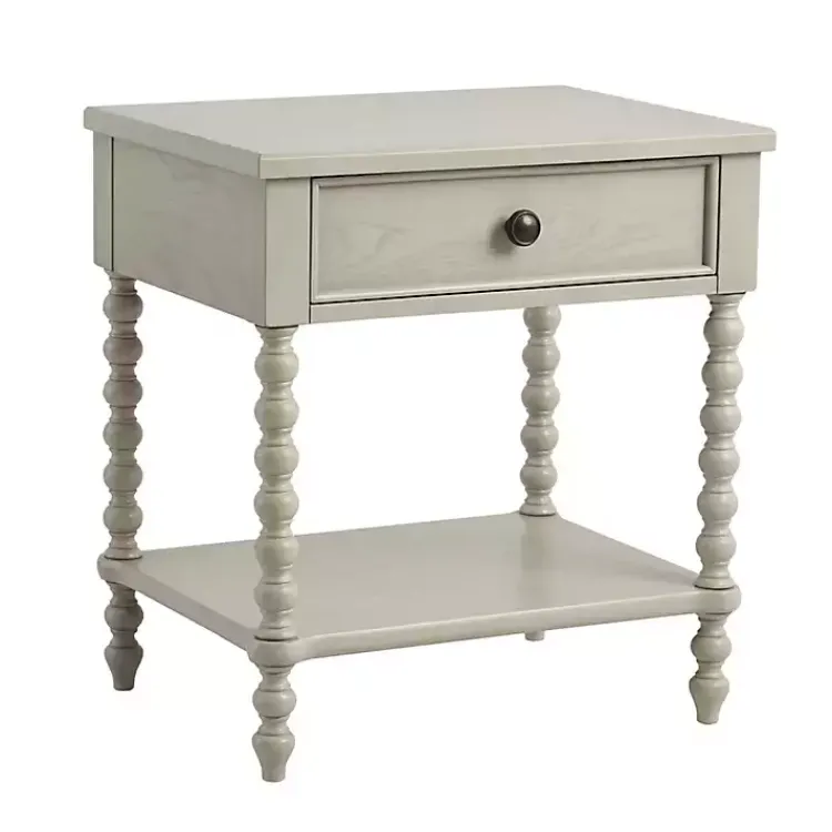 Kirklands Home Nightstands|Wood Turned Legs Nightstand Ivory