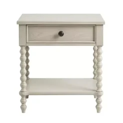 Kirklands Home Nightstands|Wood Turned Legs Nightstand Ivory