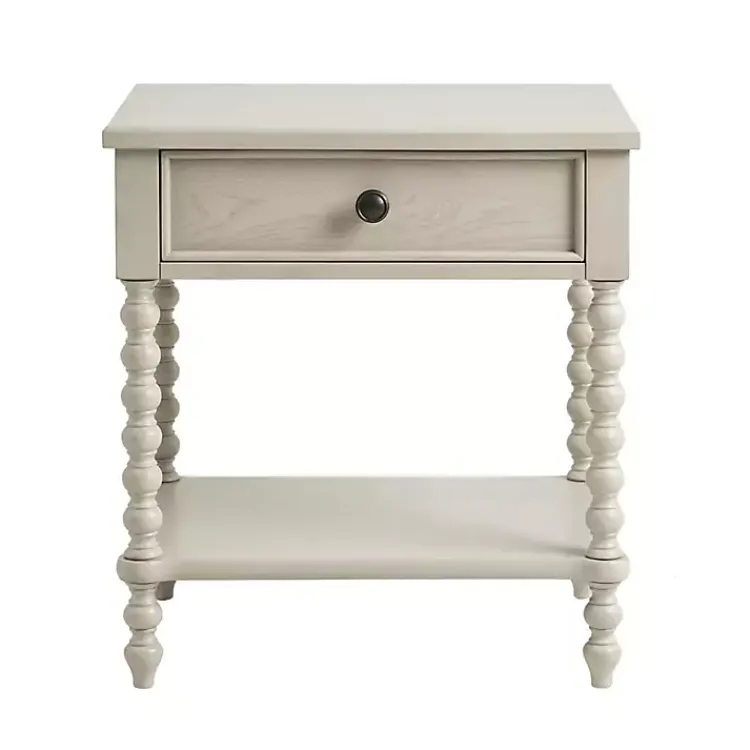 Kirklands Home Nightstands|Wood Turned Legs Nightstand Ivory
