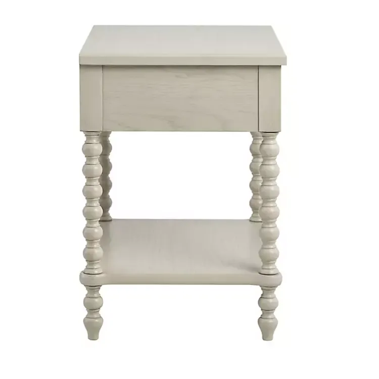 Kirklands Home Nightstands|Wood Turned Legs Nightstand Ivory