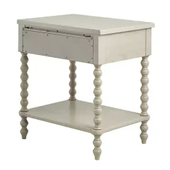 Kirklands Home Nightstands|Wood Turned Legs Nightstand Ivory