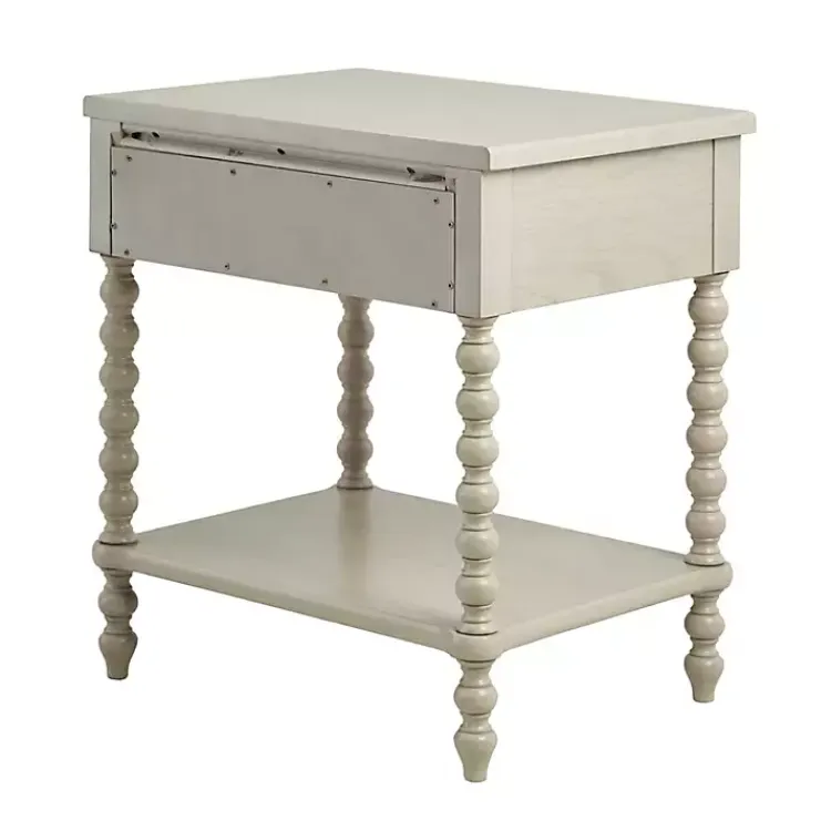 Kirklands Home Nightstands|Wood Turned Legs Nightstand Ivory