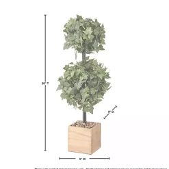 Discount Ivy Double Ball Topiary in Wood Planter Trees & Topiaries