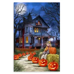 Hot Jack o Lantern Mansion Canvas Art Print, 16x24 Halloween