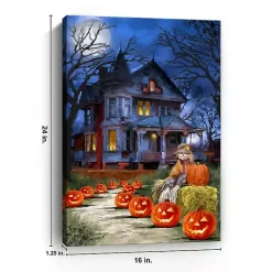 Hot Jack o Lantern Mansion Canvas Art Print, 16x24 Halloween