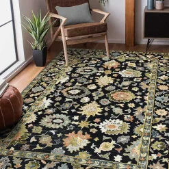 Kirklands Home Area Rugs|Jackson Black Hand-Tufted Area Rug, 5x7