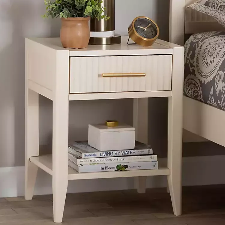 Kirklands Home Dressers & Chests|James Mid-Century 1-Drawer Nightstand Ivory