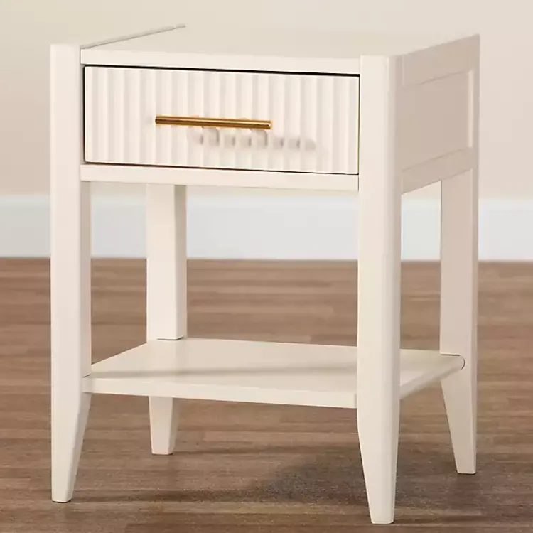 Kirklands Home Dressers & Chests|James Mid-Century 1-Drawer Nightstand Ivory