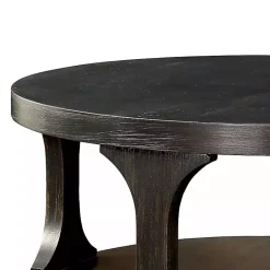 Kirklands Home Coffee Tables|Jarrod Antique Wood Grain Shelf Coffee Table Black