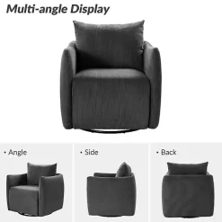 Kirklands Home Accent Chairs|Jerri Charcoal Corduroy Swivel Accent Chair Gray