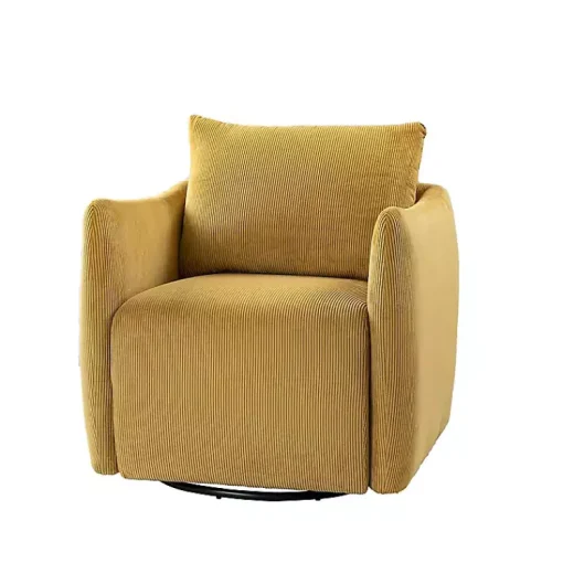 Kirklands Home Accent Chairs|Jerri Mustard Corduroy Swivel Accent Chair Yellow