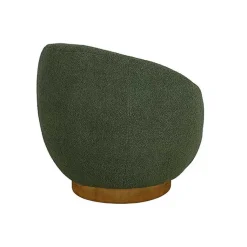 Kirklands Home Accent Chairs|Jessel Sherpa Swivel Chair with Wood Base Green