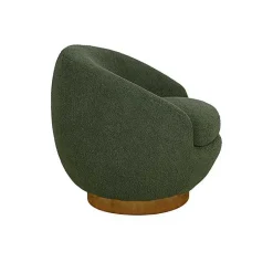 Kirklands Home Accent Chairs|Jessel Sherpa Swivel Chair with Wood Base Green