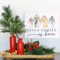 Hot Jesus Christ is Born Angels Canvas Wall Plaque Christmas Art & Wall Decor