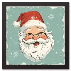 New Jolly Retro Santa Framed Canvas Art Print Christmas Art & Wall Decor