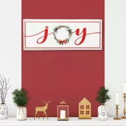 Best Joy Christmas Wreath Metal Wall Sign Christmas Art & Wall Decor
