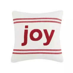 New Joy Double Stripe Christmas Throw Pillow Pillows