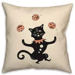 Hot Juggling Cat Throw Pillow Halloween
