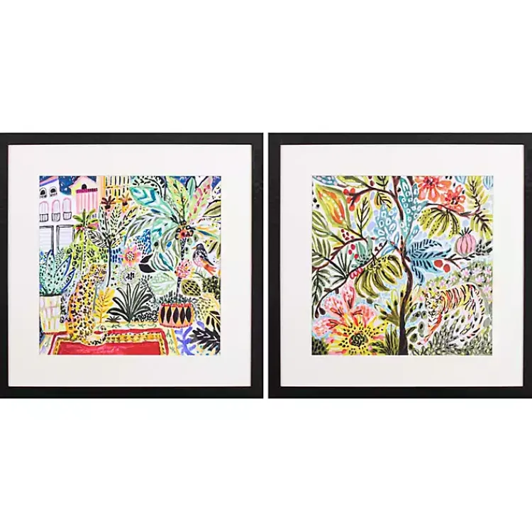 Kirklands Home Framed Art|Jungle Cat Landscape Framed Art Prints, Set of 2 Multi