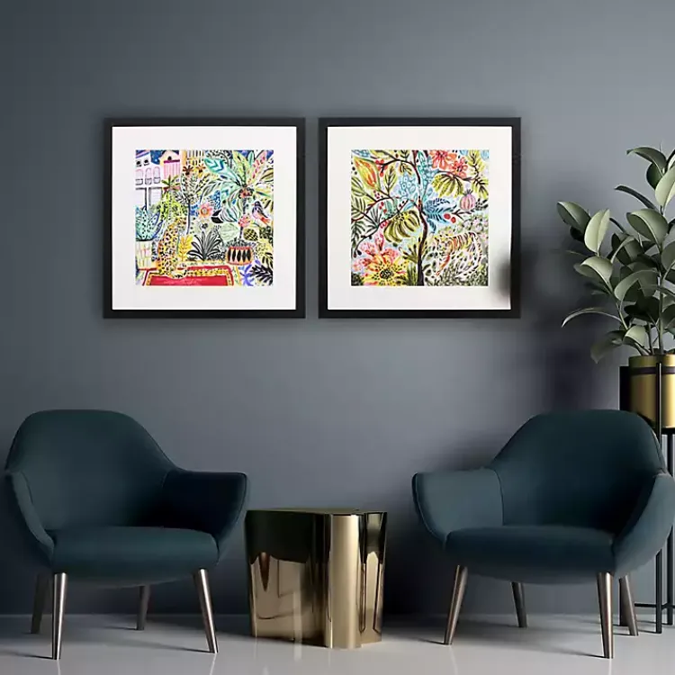 Kirklands Home Framed Art|Jungle Cat Landscape Framed Art Prints, Set of 2 Multi