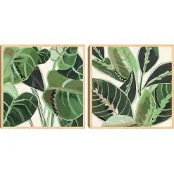 Kirklands Home Canvas Art|Jungle Close Up Framed Canvas Art Prints, Set of 2 Green