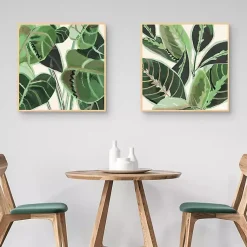 Kirklands Home Canvas Art|Jungle Close Up Framed Canvas Art Prints, Set of 2 Green