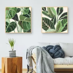 Kirklands Home Canvas Art|Jungle Close Up Framed Canvas Art Prints, Set of 2 Green