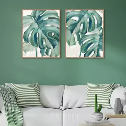 Kirklands Home Canvas Art|Jungle Symphony Framed Canvas Art Prints, Set of 2 Green