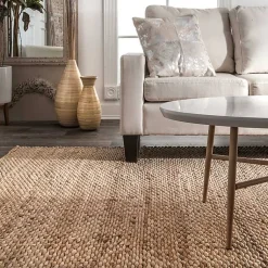 Kirklands Home Area Rugs|Jute Hand Woven Halsey Area Rug, 4x6 Tan