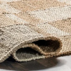 Kirklands Home Area Rugs|Jute Tan Checkered Area Rug, 5x8