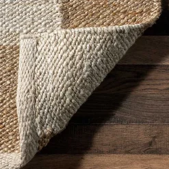 Kirklands Home Area Rugs|Jute Tan Checkered Area Rug, 5x8