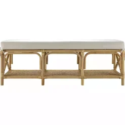 Kirklands Home Benches & Ottomans|Kaili Natural Rat Cushioned Bench Tan