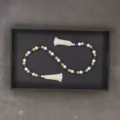 Hot Kara Brown and Blue Beaded Wood Decorative Garland Decorative Accents