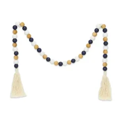 Hot Kara Brown and Blue Beaded Wood Decorative Garland Decorative Accents