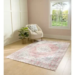 Kirklands Home Area Rugs|Kelly Traditional Washable Area Rug, 5x8 Red