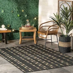 Kirklands Home Area Rugs|Kendall Gray Vertical Teardrop Outdoor Rug, 5x8