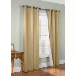 Kirklands Home Curtains & Drapes|Khaki Room Darkening Curtain Panel Set, 54 in. Tan