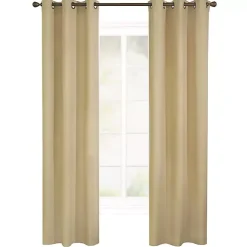 Kirklands Home Curtains & Drapes|Khaki Room Darkening Curtain Panel Set, 54 in. Tan