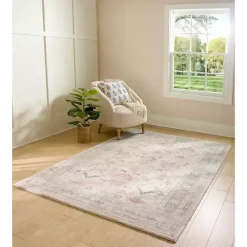 Kirklands Home Area Rugs|Kira Traditional Washable Area Rug, 5x8 Ivory