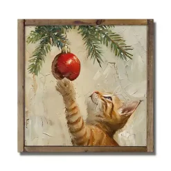 Discount Kitten and Ornament Framed Art Print Christmas Art & Wall Decor