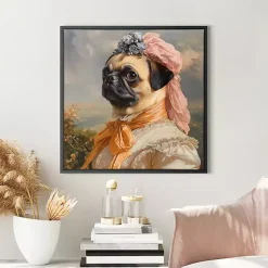 Kirklands Home Canvas Art|Lady Petunia Pugington Framed Art Print Multi