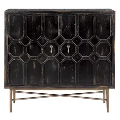 Kirklands Home Cabinets & Sideboards|Laini Distressed Modern Carved Cabinet Black