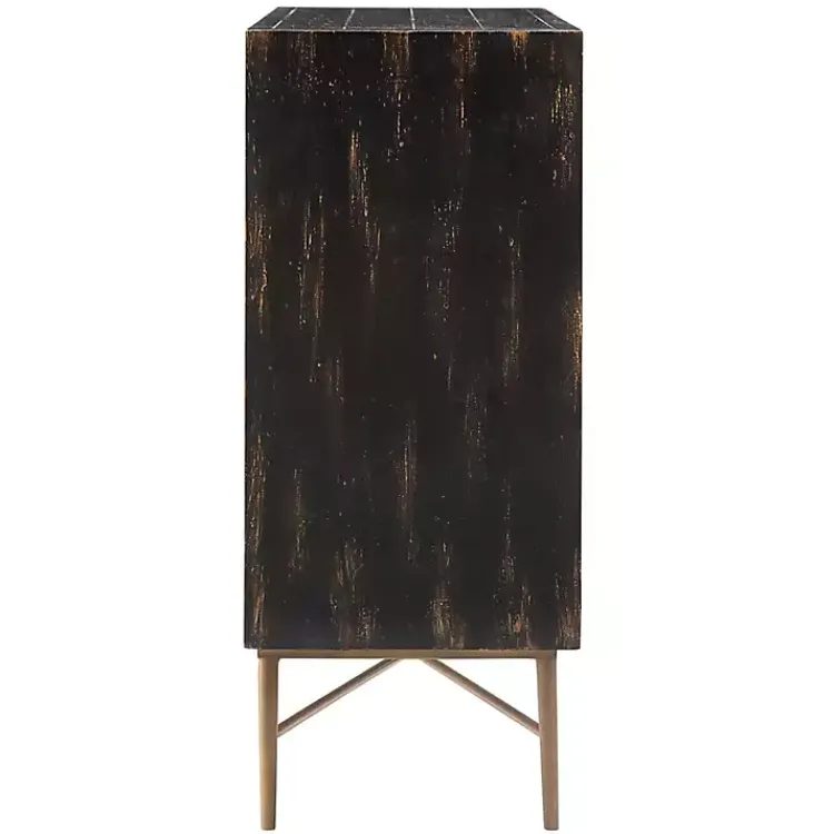 Kirklands Home Cabinets & Sideboards|Laini Distressed Modern Carved Cabinet Black