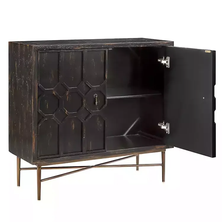Kirklands Home Cabinets & Sideboards|Laini Distressed Modern Carved Cabinet Black